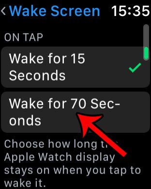 how to make apple watch screen stay on longer
