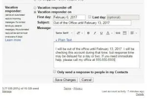 how to set an out of office reply in gmail