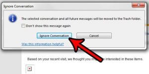 how to ignore an email conversation in outlook 2013