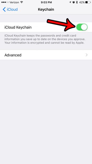 how to disable icloud keychain on an iphone