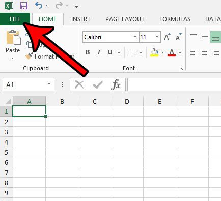 open the excel 2013 file menu