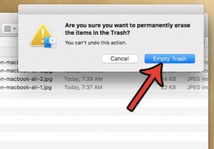 how to empty the trash on a macbook air