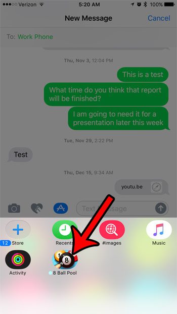 how to use an installed imessage app on an iphone