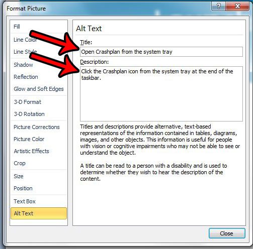 how to add alt text to a picture in powerpoint 2010