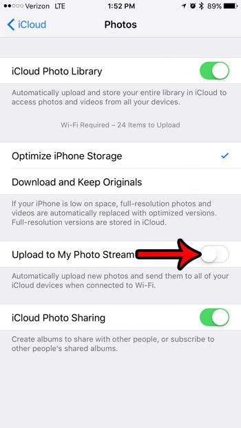 how to turn off photo stream on an iphone