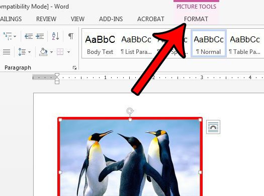 change picture border appearance in word 2013