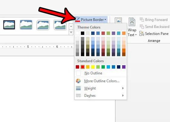 how to change the color of a picture border in word 2013