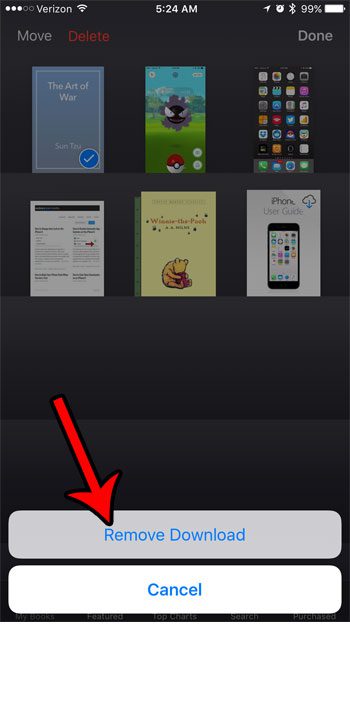 how to delete in ibooks on an iphone 7