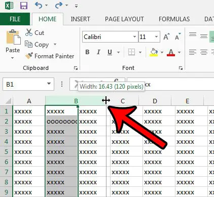 how to manually increase cell width in excel 2013