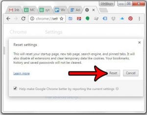 how to reset google chrome settings