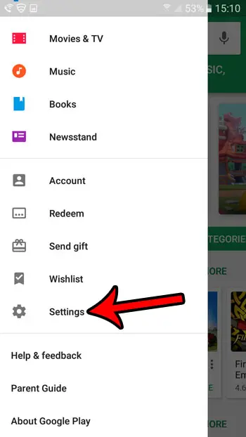 open play store settings in marshmallow