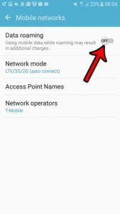 how to turn off data roaming on the galaxy on5