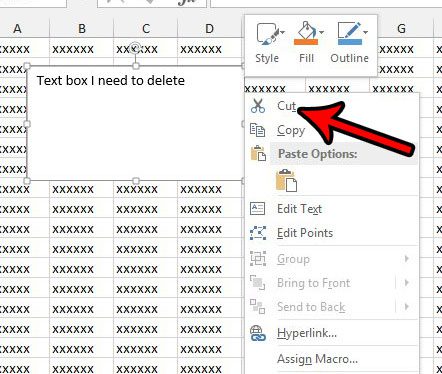how to remove a text box in excel 2013