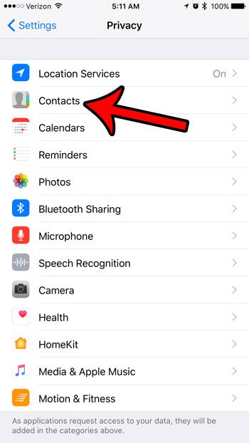 how to revoke contact permissions in ios 10