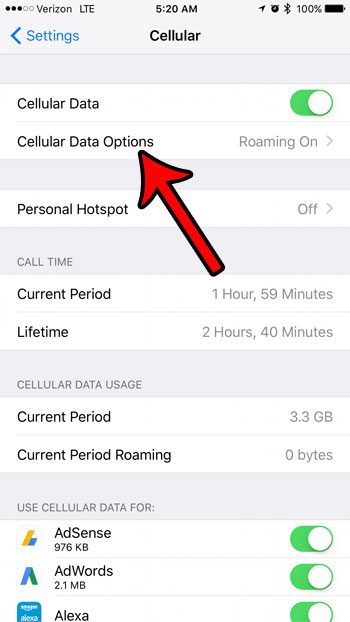 how to change data roaming setting on iphone 7