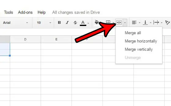 how to merge cells in google sheets