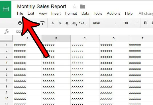 google sheets print settings