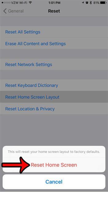 reset app icons to factory defaults on iphone 7