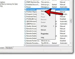 how to start the print spooler in windows 7