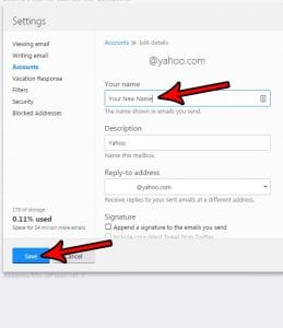 how to change the from name in yahoo mail