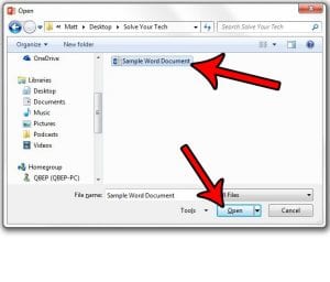 how to open a word document in powerpoint 2013