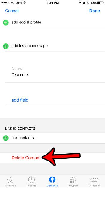 remove a contact from the iphone method 1