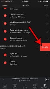 how to delete a playlist from spotify on an iphone