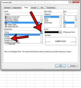 how to double underline in Excel 2013