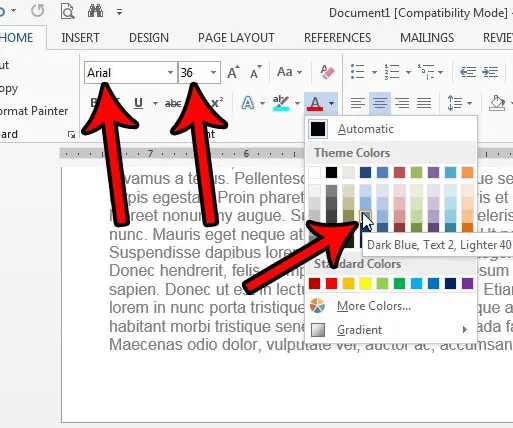 how to apply formatting to a page number in word 2013