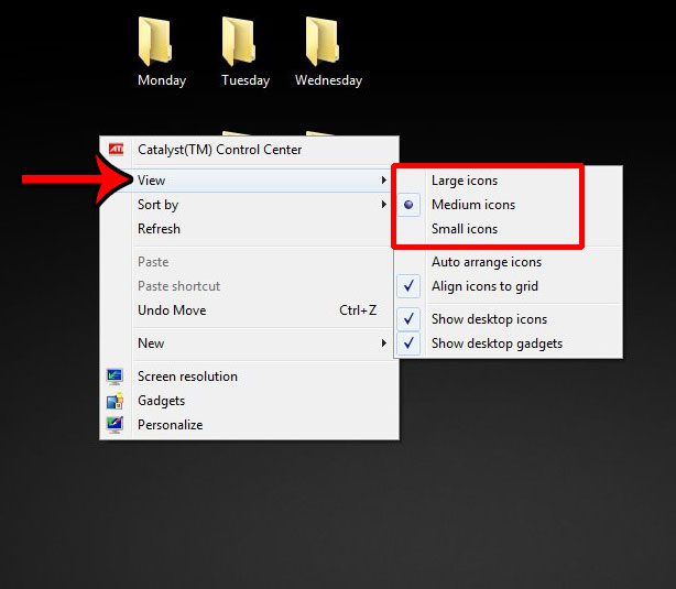 how to change size desktop icons in windows 7