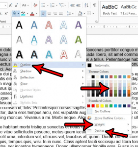 how to outline text in word 2013