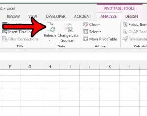 how to refresh a pivot table in excel 2013