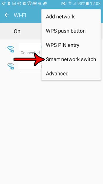 select the smart network switch on samsung galaxy on5
