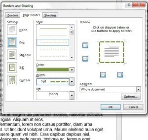 can i put a border around the whole page in word 2013