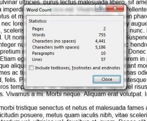 how to do a word count in word 2013