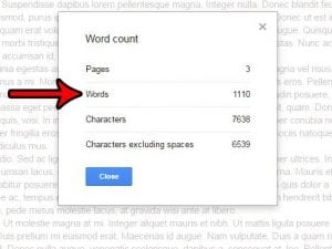 how to get a word count in google docs