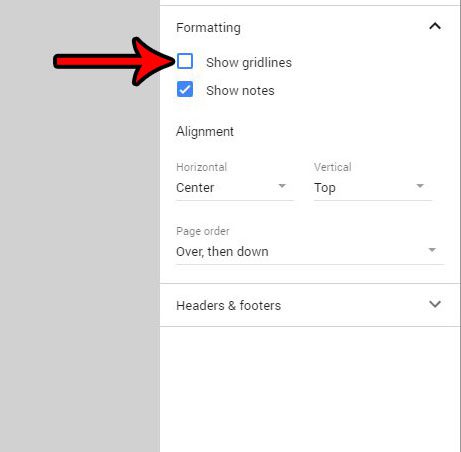 turn off the show gridlines option in google sheets