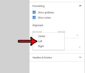 how to left align a spreadsheet in google sheets