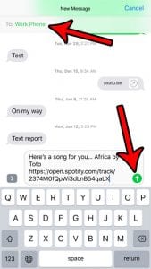 how to share a spotify song in an iphone text message
