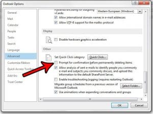 how to disable prompt for confirmation before deletion outlook 2013