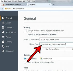 how to change your home page in firefox