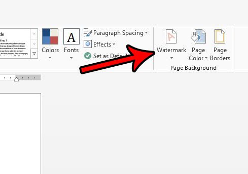 click the watermark button in word 2013
