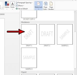 how to add a draft watermark in word 2013