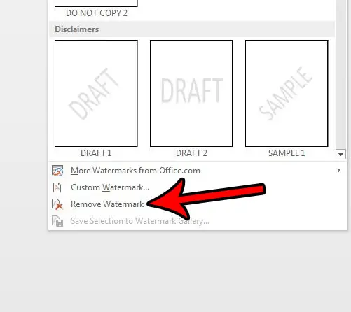 how to remove a watermark in word 2013