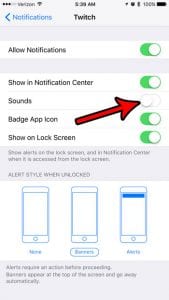 how to turn off twitch notification sounds on iphone