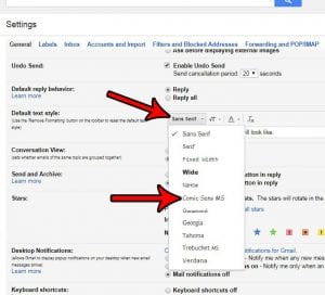 how to change default font in gmail