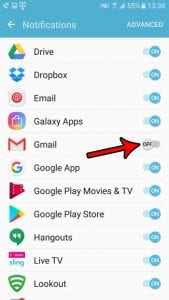 how to disable gmail notifications android marshmallow