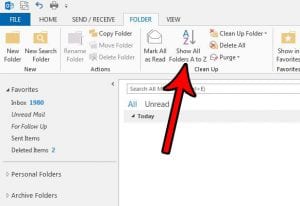 how to sort folders in outlook 2013