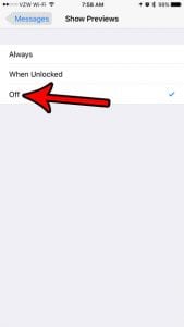 how to stop showign iphone text message content on lock screen