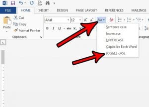 how to toggle case in word 2013
